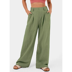NWT Halara High Waisted Wide Leg Flowy Solid Palazzo Casual Cotton Pants Large